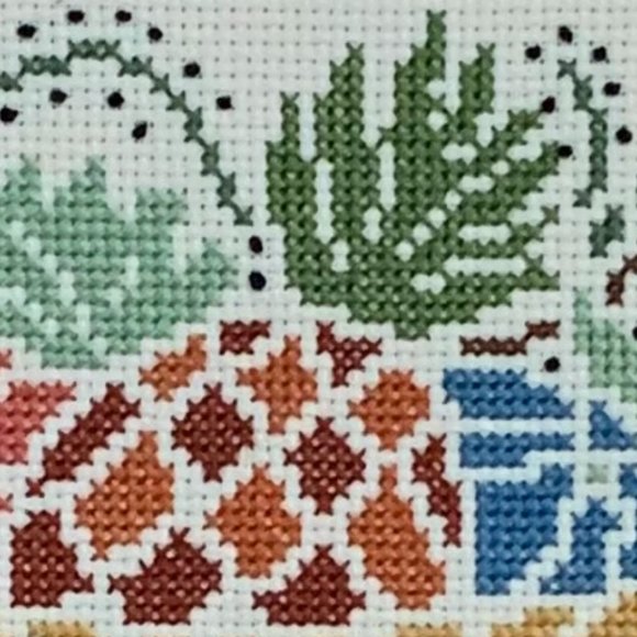 VTG Cross Stitch Fruit Basket Pineapple Grapes Completed Framed Embroidery Art - Picture 4 of 9